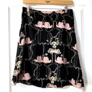 Free People Black and Pink floral Skirt size 5 GUC